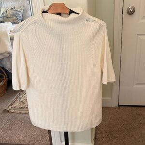 Michael Stars Cream Short Sleeve Knit Mock Neck Top